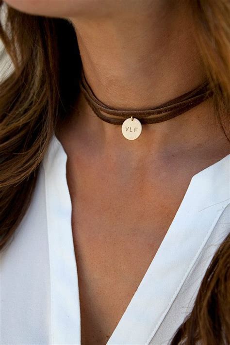 Leather Wrap Boho Choker Personalized Leather Choker Leather And Gold