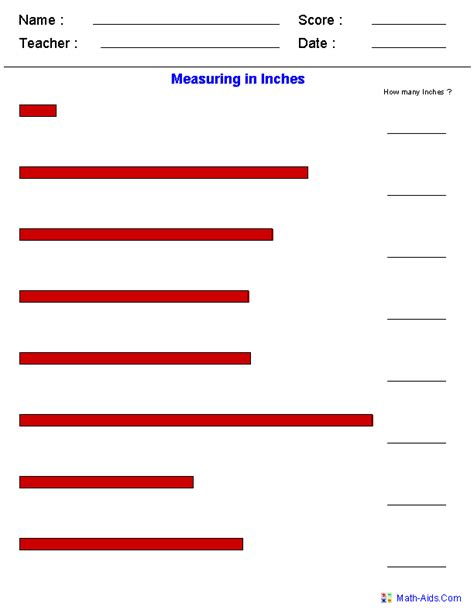 Measuring With Inches Worksheet