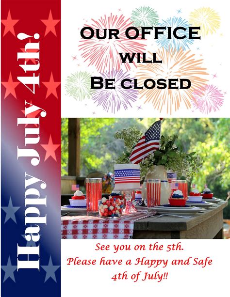 Office Closed For 4th Of July Email Template