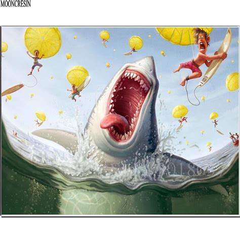 5d Diamond Painting Shiver Of Sharks And Mermaid Kit Bonanza Marketplace