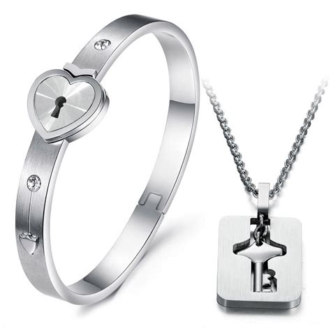 Buy Love Key Lock Matching Bracelet Necklace Set For Couples And Other