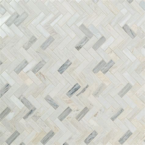 Msi Angora Herringbone 14 X 1263 Polished Marble Mosaic Floor And