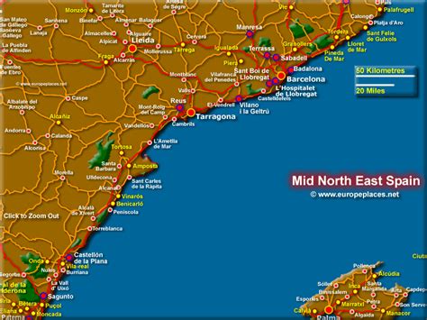 Mid North East Spain Map With Places To Visit