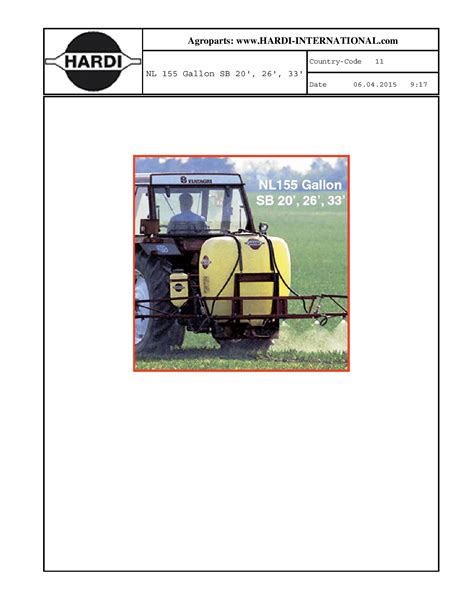 Hardi Nl155sb Parts Manual Catalog Pdf Download Service Manual