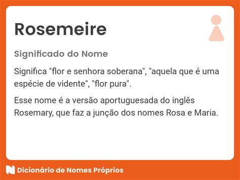 Significado do nome Rosemeire - Dicionário de Nomes Próprios