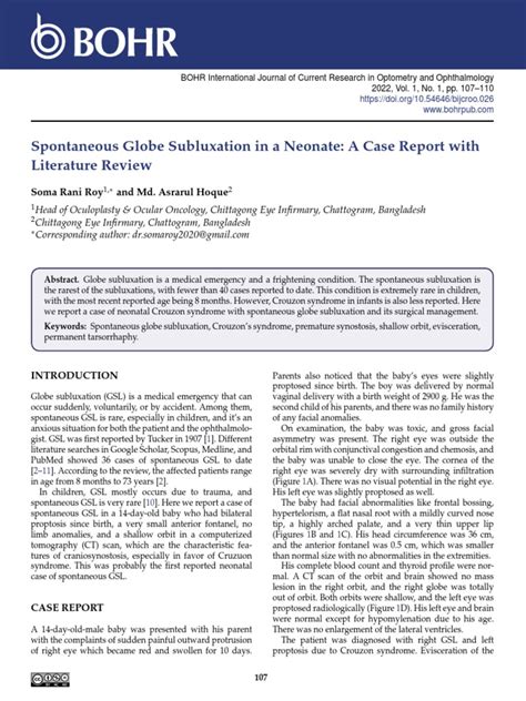 Spontaneous Globe Subluxation In A Neonate A Case Report With