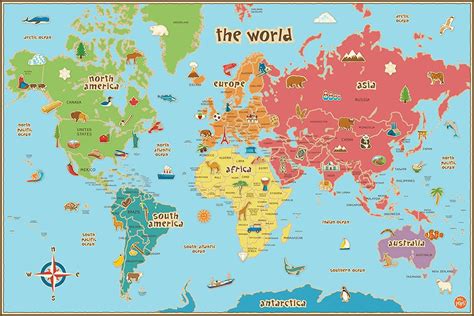 Wallpops Self Adhesive Kids World Map Bigamart