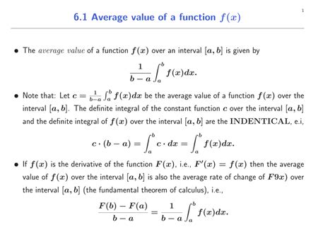 6 1 average value of a function f x