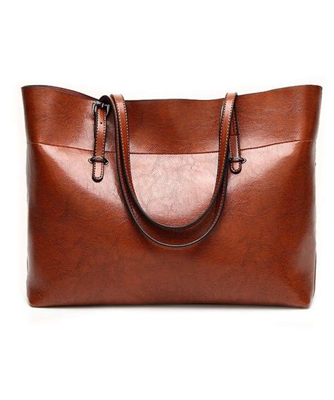 Leather Tote Bag For Women Large Commute Handbag Shoulder Bag Zipper