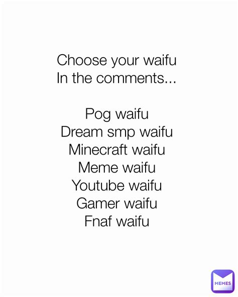Choose Your Waifu In The Comments Pog Waifu Dream Smp Waifu