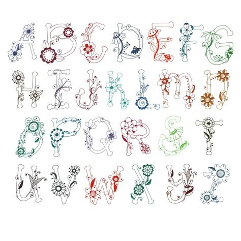 For this example, we will create an . Flirty Florals Redwork Alphabet | Embroidery alphabet ...