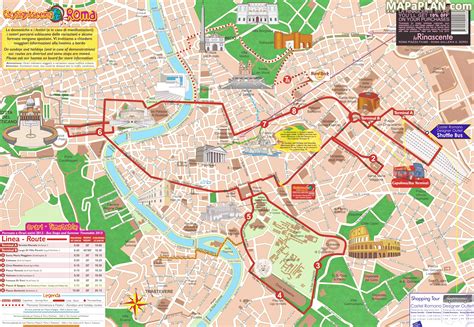 Rome Top Tourist Attractions Map Double Decker Bus Open Top Hop On