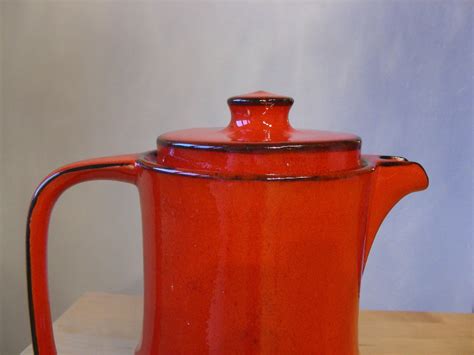 Retro Red Ceramic Coffee Pot