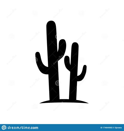 Simple Black Cactus Icon On White Background Stock Vector