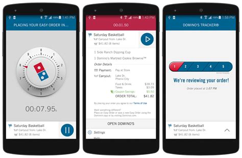 The domino's android app is like having a domino's store in your pocket, anywhere at anytime! Domino's Zero Click app orders pizza by opening it