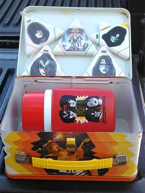 Kiss Antique Lunch Box And Thermos Old Vintage 1977 Heavy Metal Rock Band Lunchbox Collectible