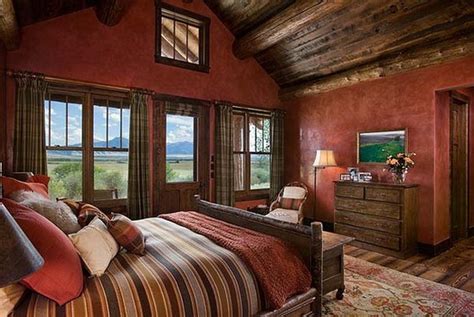Elegant Red Painting For Rustic Bedroom Decorating