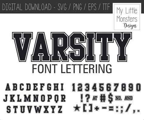 Varsity Outline Font Actual Font File And Cut Svg Files Etsy