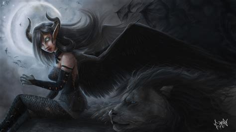 Fantasy wallpapers looking for the best fantasy wallpaper ? Black angel and the lion wallpapers and images - wallpapers, pictures, photos