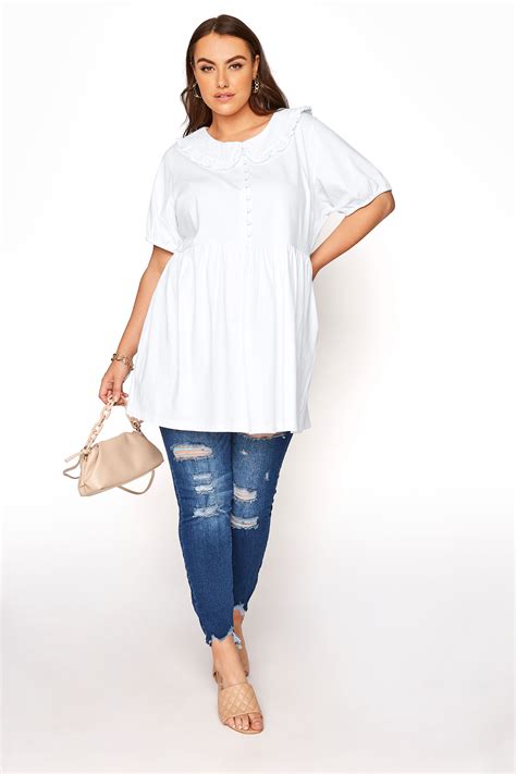 Limited Collection White Smock Collared Top Yours Clothing