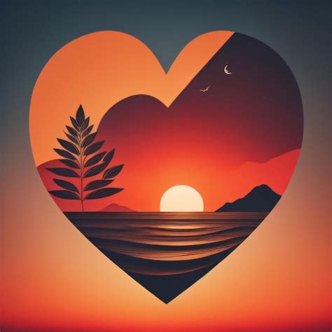 Premium Ai Image Aesthetic Sunset Heart