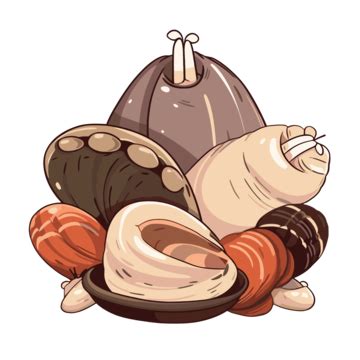 Clams Clipart Cartoon Snails Vector A Group Of Shells And Clams In A Plate And On A White