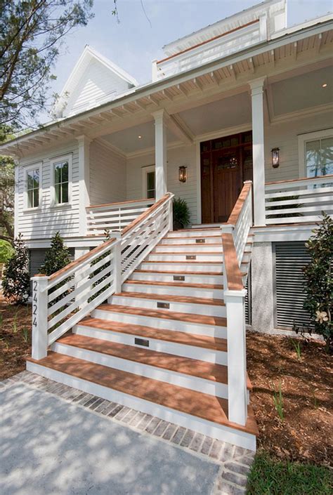 Porch Railing Ideas Front Stairs Designs With Landings Contemporary