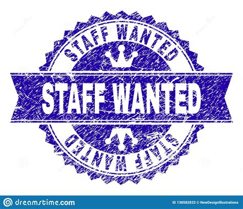 Scratched Textured Staff Wanted Stamp Seal With Ribbon Stock Vector
