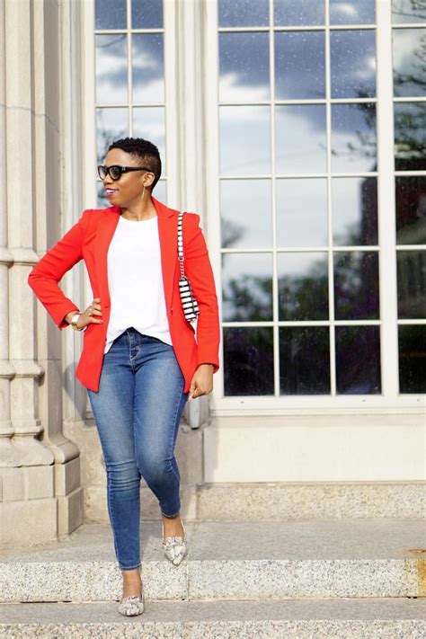 Transform Your Basic Jeans With A Bright Blazer Economy Of Style