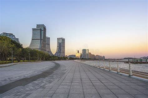 Seaside Plaza And Modern Buildings City Skyline Of Xiamen Shipping
