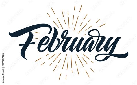 February Cute Handwritten Modern Black Outline Name Of Month Of The