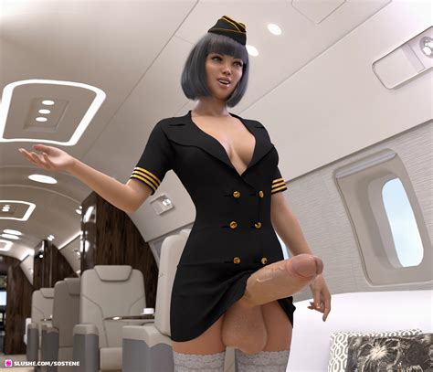 rule 34 1futa 3d aircraft airplane balls breasts cleavage dickgirl flight attendant futa only