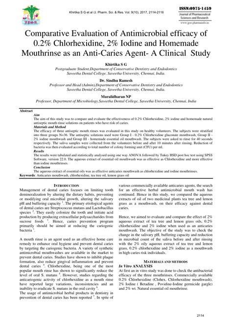 Pdf Comparative Evaluation Of Antimicrobial Efficacy Of