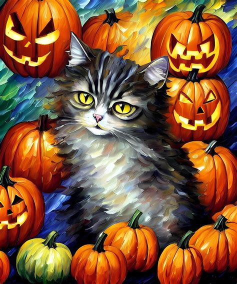 Download Cat Jack O Lantern Painting Royalty Free Stock Illustration