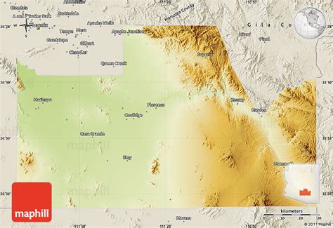 Physical Map Of Pinal County Shaded Relief Outside