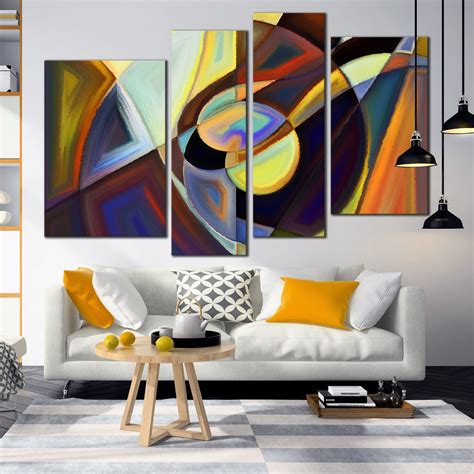 Abstract Shape Canvas Wall Art Colorful Abstract Patterns 4 Piece Mul Dwallart