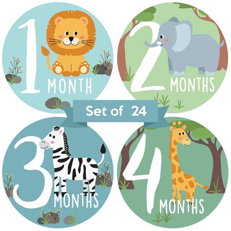 Buy Baby Monthly Stickers Zoo Animals Baby Milestone Stickers