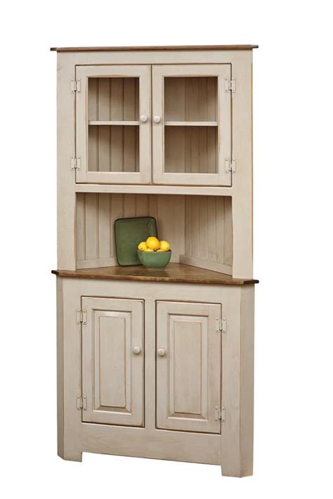 Farmhouse Pine Wood Corner Hutch Dutchcrafters Amish Furniture