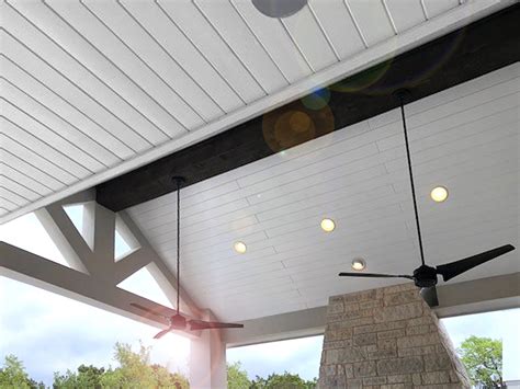 White Wood Ceiling Paneling For Outdoor Living Space White Wood