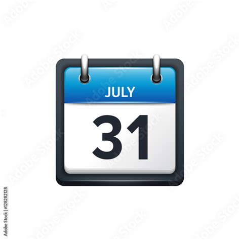 July 31 Calendar Iconvector Illustrationflat Stylemonth And Date
