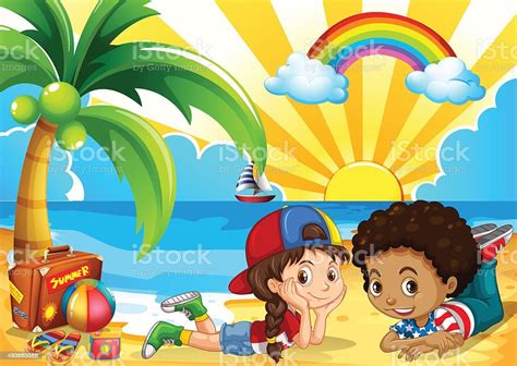 Children Having Fun Beach Stock Illustration Download Image Now