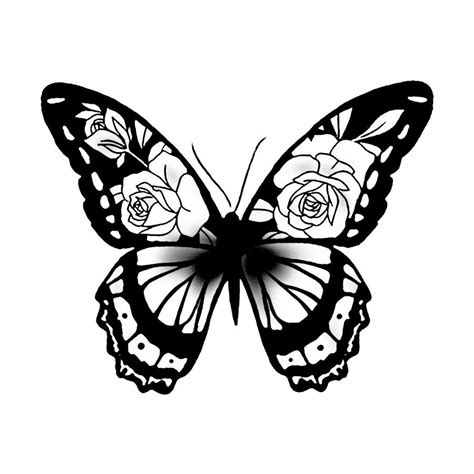 Butterfly With Flowers Tattoo Butterfly Stencil Butterfly Tattoos For