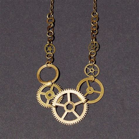 Steampunk Jewelry Clock Gears Necklace Etsy