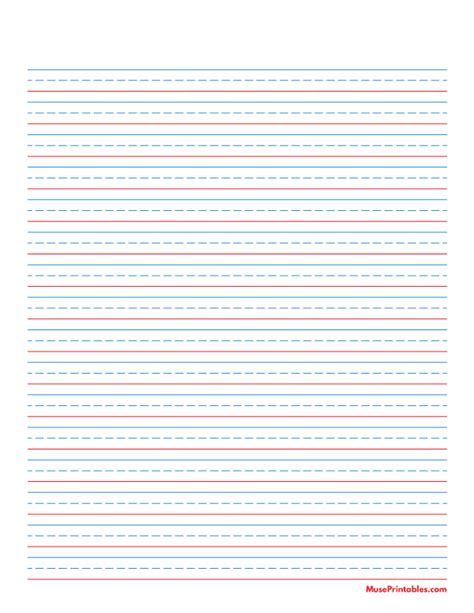 Printable Blue And Red Handwriting Paper Inch Portrait For Letter Paper Free Download A