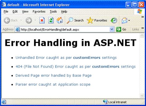 Error Handling In Asp Net Codeproject