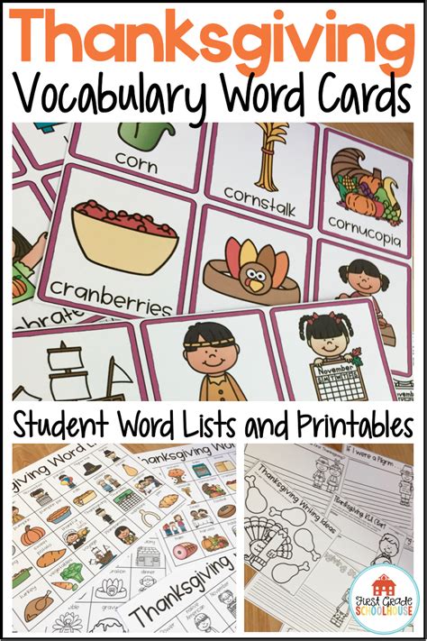 Ask students what are language/adjectives. Thanksgiving Word Cards | Thanksgiving words, Anchor ...