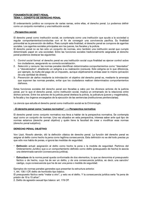 Tema Fonaments De Dret Penal Fonaments De Dret Penal Tema