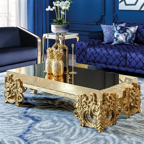 All tables are made from the finest quality materials and designed to enhance the luxury lifestyle. Contemporary Mirrored Gold Baroque Coffee Table ...