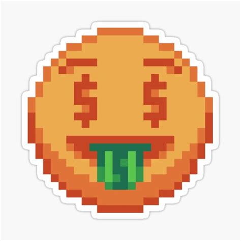 Money Loving Pixel Art Emoji Sticker For Sale By Bitfoundry Redbubble