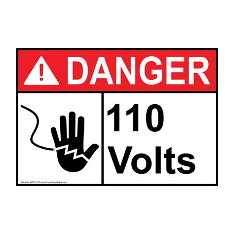 Ansi Danger 110 Volts Sign Ade 1015 Electrical Voltage